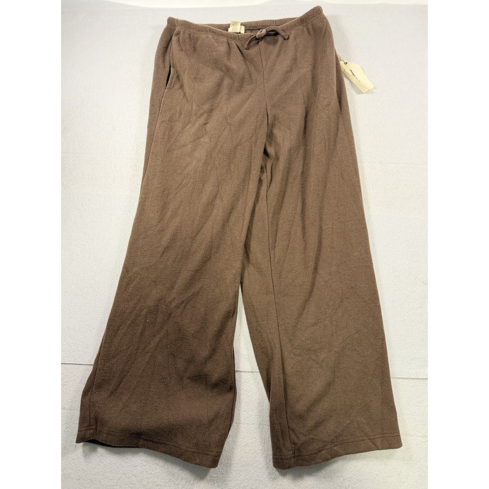Manifest Offline Sweatpants Womens L Brown Fleece Lined Wide Leg Drawstring Cozy